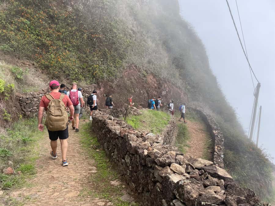 Cova–Paúl Valley Trek: Santo Antão Day Trip by Ferry - Hiking from the volcanic rim into Paúl Valley