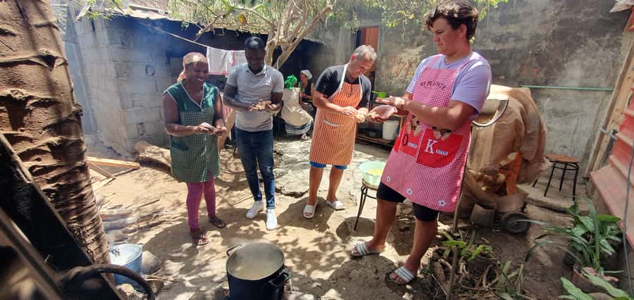 Day with locals people - Cooking couscous on a three-stone stove
