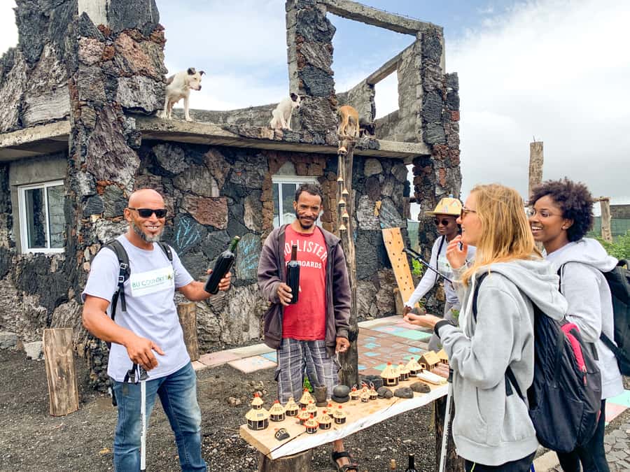 São Filipe: Fogo Volcano with Wine and Cheese Tasting - Homes made from volcanic rock